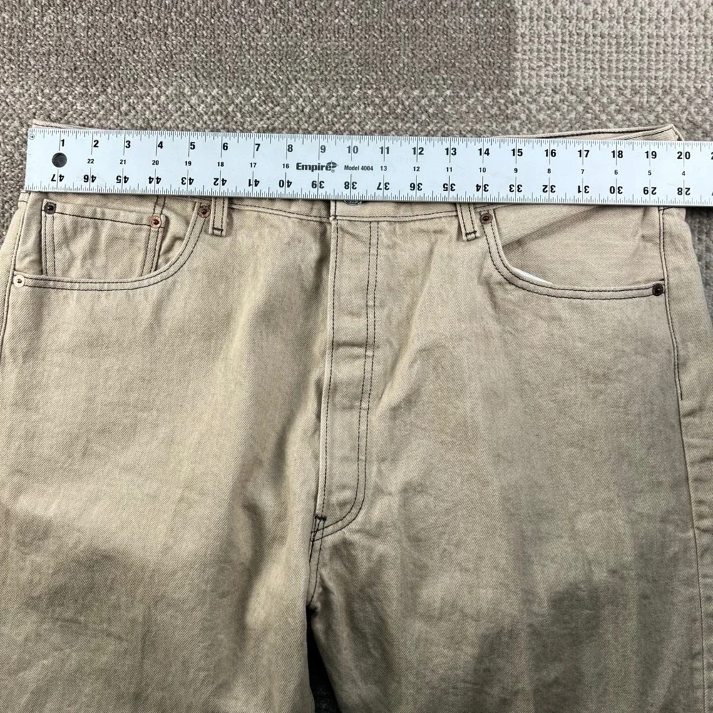 Levis 501XX Straight Fit Jeans Men 42x34 Beige Tan Cotton Denim Pants Button Fly